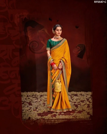 Vichitra Saree with Swarovski Sequence Border!