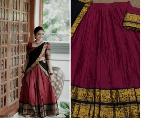 Kanchi Cotton Zari Weaving Lehenga Set with Georgette Dupatta!