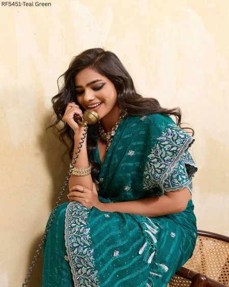 Chiffon Multi Panel Work  Saree with Matching Blouse!