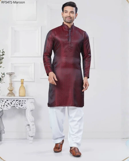 Jacquard Weaving Work Kurta Pajama Elegant Ethnic Wear for Men!