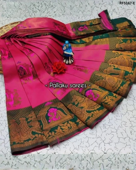 Premium Banarasi Silk Saree with Flower–Mina Design & Rich Zari Pallu!
