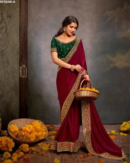 Satin Swarovski Work Saree Elegant Party Wear!