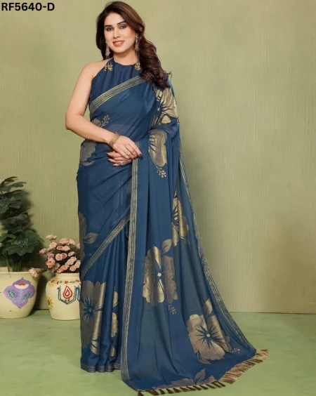 Georgette Silk Foil Work Saree with Unstitched Blouse!