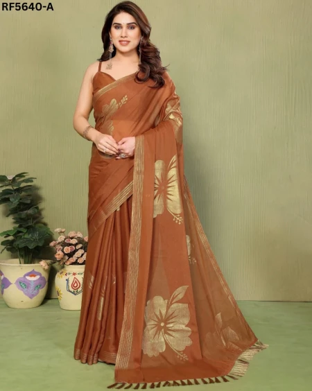 Georgette Silk Foil Work Saree with Unstitched Blouse!