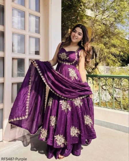 Fendy Silk Embroidered Sharara Set with Lace Border Dupatta!