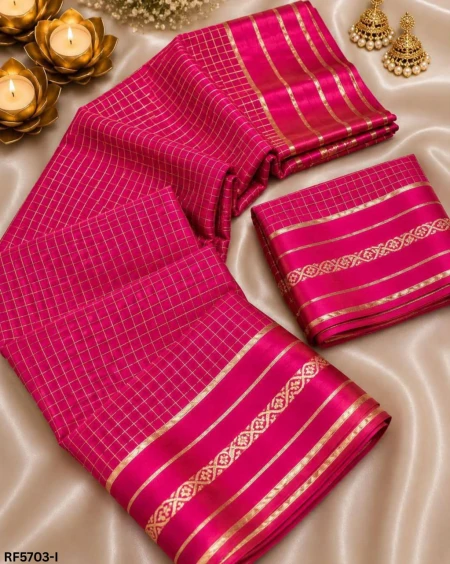 Elegant Viscose Georgette Digital Checks Print Saree – Stylish Traditional Wear for Women!