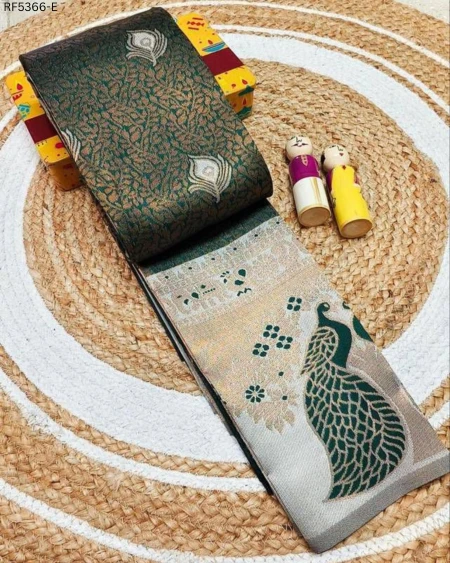 Premium Pure Banarasi Silk Saree with Floral Meena Design & Heavy Zari Rich Pallu