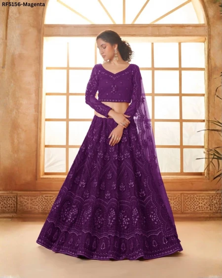 Glamorous Heavy Net Chain Work Lehenga with Elegant Lace Dupatta!