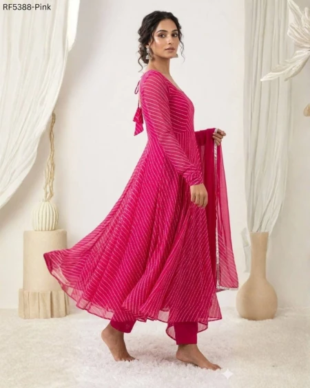 Elegant Printed Georgette Gown with Matching Dupatta!