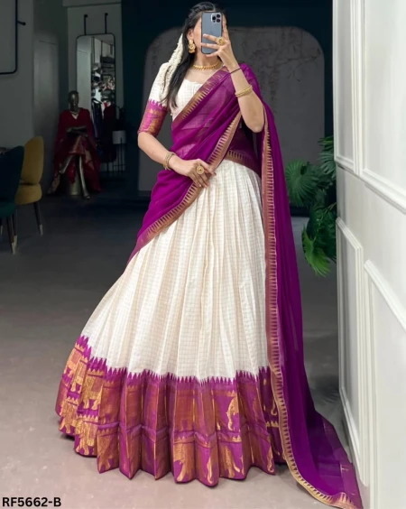 Poly Cotton Zari Weaving Lehenga Set with Georgette Dupatta Elegant Bridal & Festive Wear for Women!