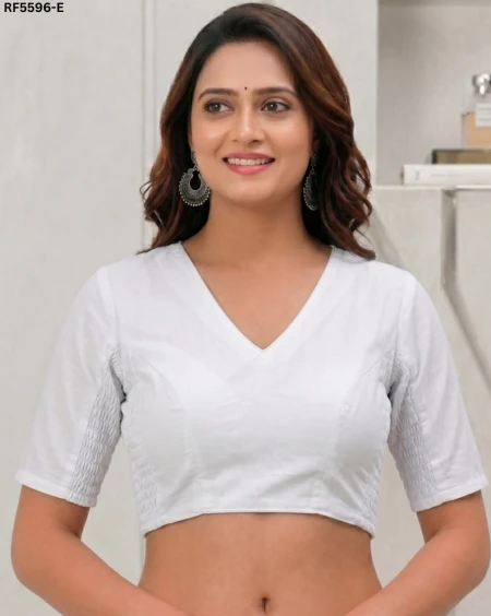Pure Cotton V Neck Readymade Padded Blouse!