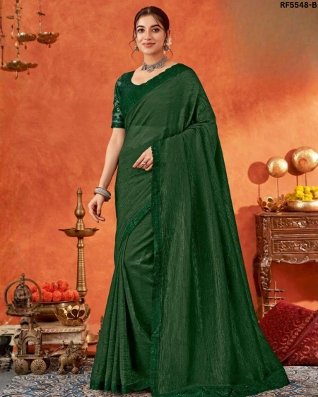 Crinkle Saree with Heavy Border and Fancy Blouse!