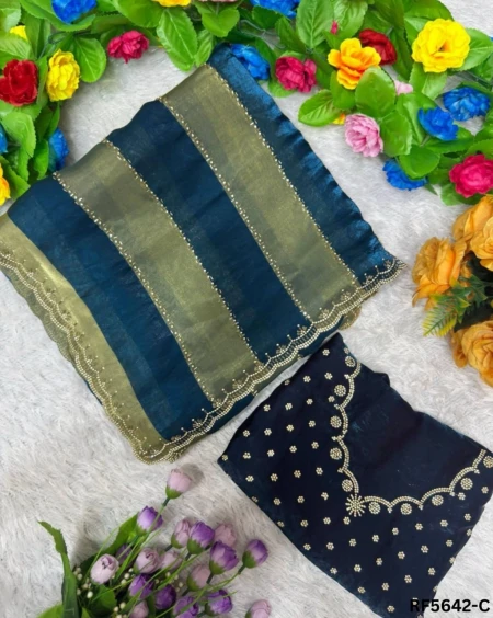 Space Silk Jarkhan Work Saree with Unstitched Blouse!