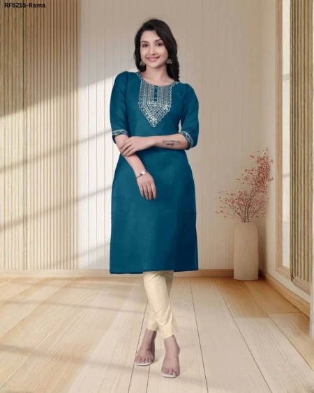 Elegant Tesla Cotton Kurti with Embroidery Work!