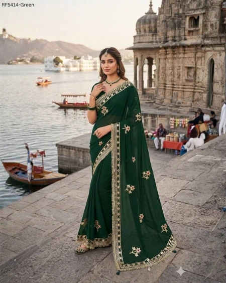 Royal Georgette Saree with Handwork Gota Patti Festive Wedding Wear for Women!