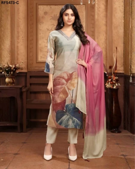 Chanderi Handwork Kurti Pant Set with Najmin Dupatta Wear for Women!