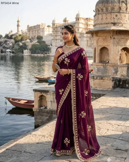 Royal Georgette Saree with Handwork Gota Patti Festive Wedding Wear for Women!