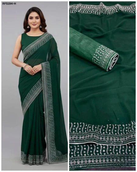 Elegant Heavy Fox Georgette Saree with Hotfix Work!