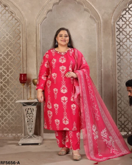 Plus Size Premium Lichi Viscose & Rayon Handwork Kurti Set Elegant Party & Festive Wear!