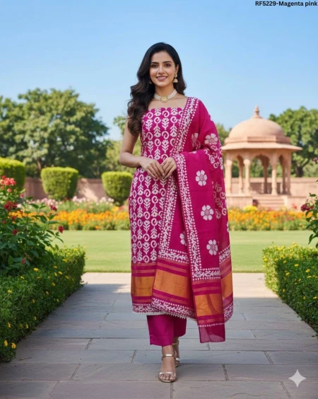 Premium Jacquard Gaji Silk Unstitched Suit Material with Matching Dupatta!