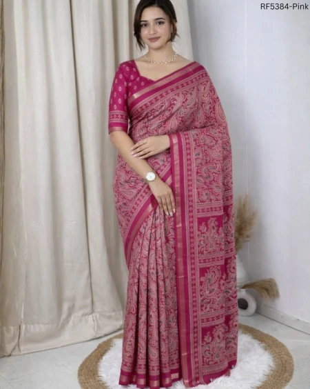 Elegant Silk Saree with Traditional Ajrakh Design!