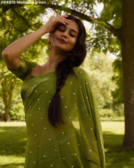 Glow & Flow – Soft Viscose Saree with Sequence Touch!