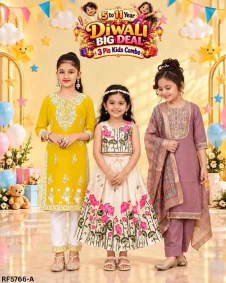 Girls Ethnic Wear Combo Set – 3 Designs