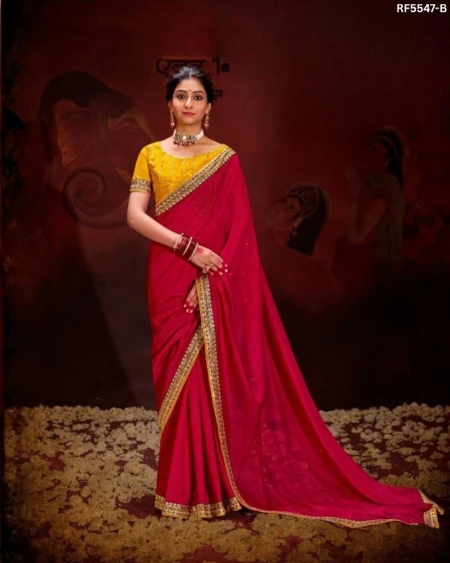 Vichitra Saree with Swarovski Sequence Border!
