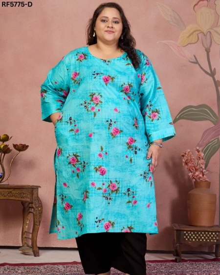 Plus Size Camric Cotton Printed Top for Women – Stylish Ethnic Wear