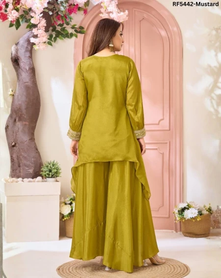 Chinon Embroidered Indo Western Top Palazzo Set Stylish Fusion Wear!