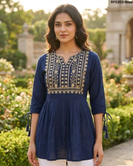 Stylish Heavy Rayon Short Kurti with Embroidery Thread Work!