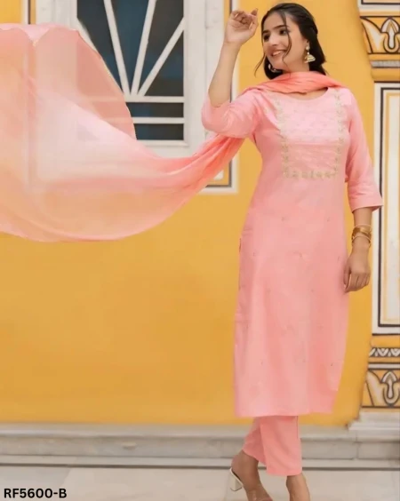 Slub Rayon Kurti Set with Nazmin Dupatta Elegant Ethnic Wear!