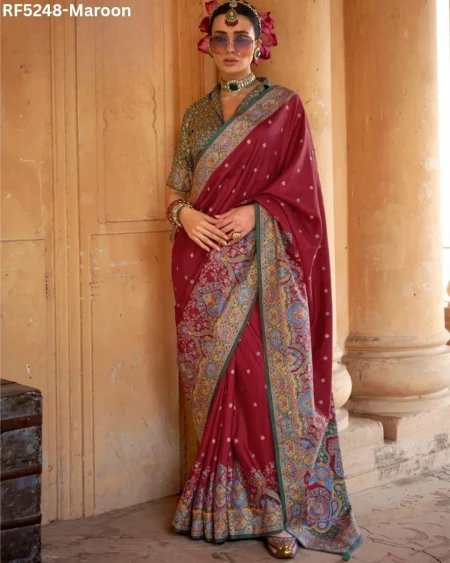 Luxury in Every Drape – Elegant P.V Silk Printed Saree!