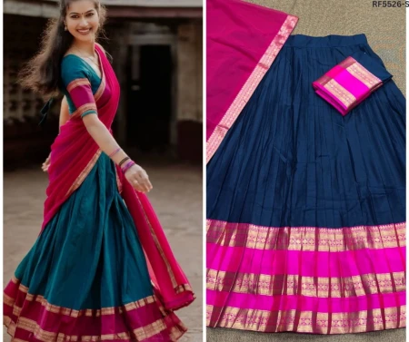 Kanchi Cotton Zari Weaving Lehenga Set with Georgette Dupatta!
