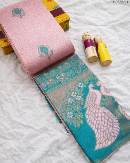 Premium Pure Banarasi Silk Saree with Floral Meena Design & Heavy Zari Rich Pallu