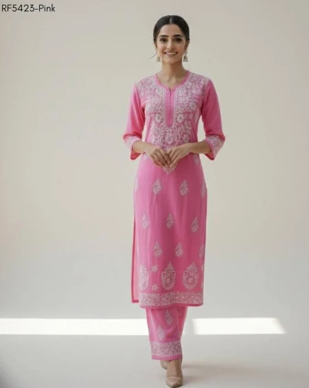 Cotton Embroidered Kurti Pant Set Comfortable Ethnic Daily Wear for Women!