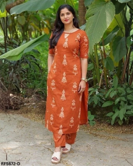 Tesla Fabric Printed Kurti Set with Beautiful Back Design Stylish Ethnic Wear for Women!