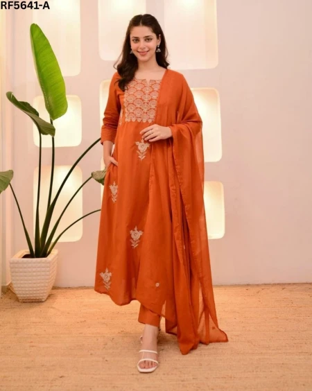 Rayon Slub Kurti Set with Pure Chanderi Dupatta!