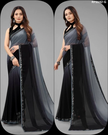 Two Shade Georgette Saree with Sequence Lace Border!