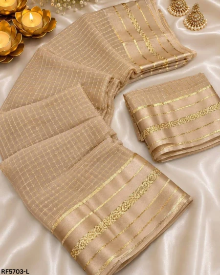 Elegant Viscose Georgette Digital Checks Print Saree – Stylish Traditional Wear for Women!