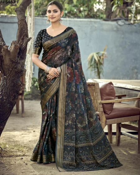 Cotton Digital Print Saree Comfortable Daily Wear for Women!