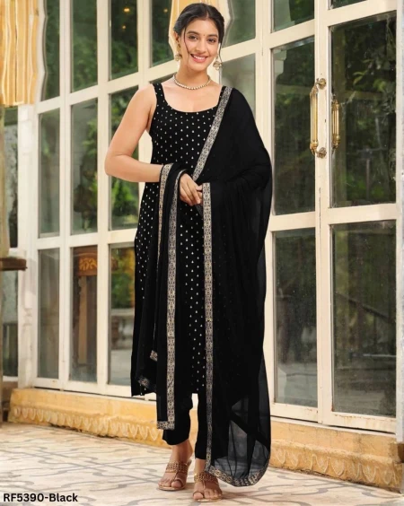 Stylish Heavy Rayon Kurti Set with Foil Work & Georgette Dupatta!