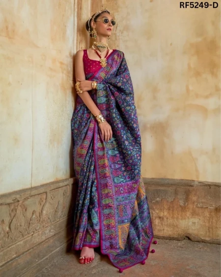 Luxury in Every Drape – Elegant P.V Silk Printed Saree!