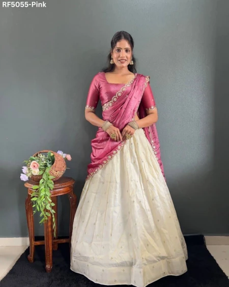Festive Glow – Designer Tissue Silk Lehenga with Dupatta