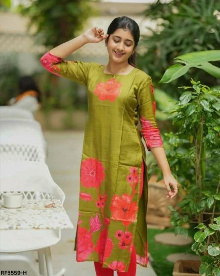 Cotton Printed Kurti with Crepe Inner Comfortable Daily Wear!