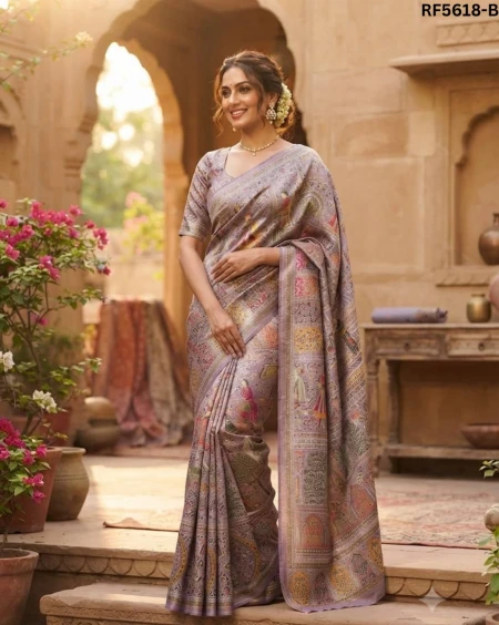 Rajwadi Pashmina Silk Weaving Saree with Kashmiri Thread Work!
