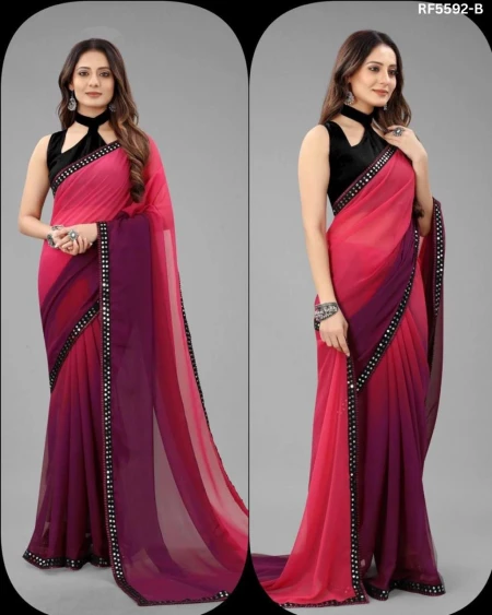 Two Shade Georgette Saree with Sequence Lace Border!