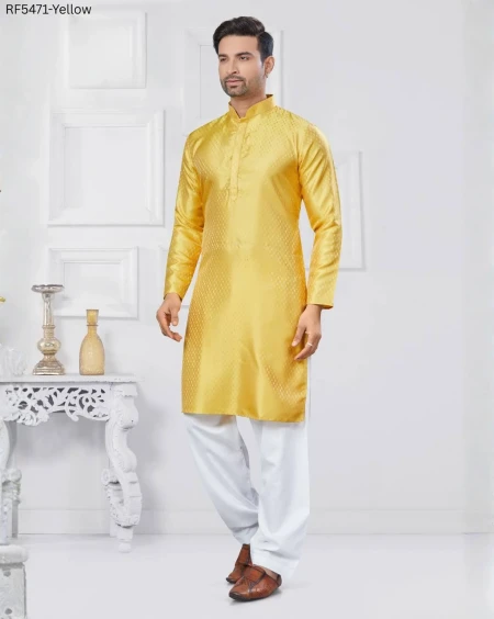 Jacquard Weaving Work Kurta Pajama Elegant Ethnic Wear for Men!