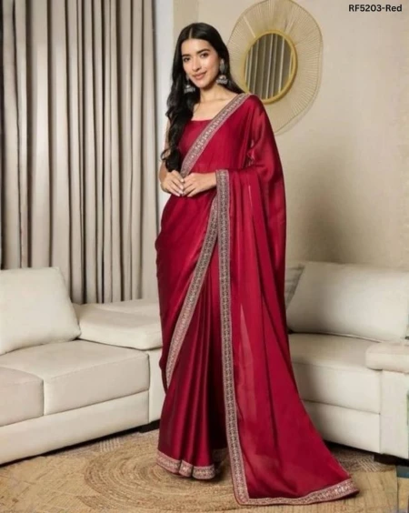 Elegant Heavy Satin Saree with Smooth Gloss Finish!