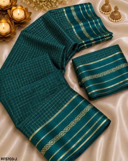 Elegant Viscose Georgette Digital Checks Print Saree – Stylish Traditional Wear for Women!